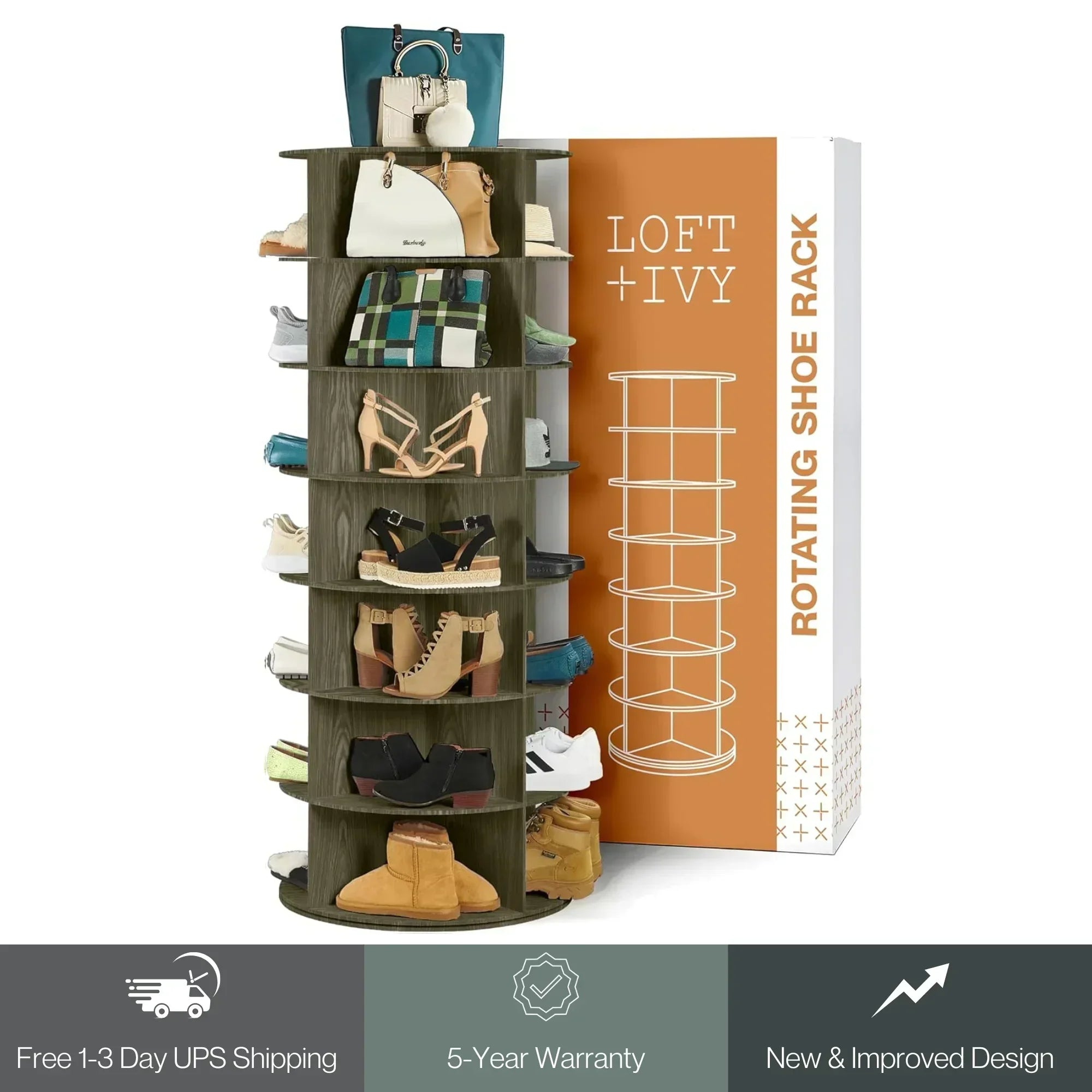 SoleSavvy™ 360° Rotating Shoe Rack – 7-Tier Revolving Shoe Organizer Carousel