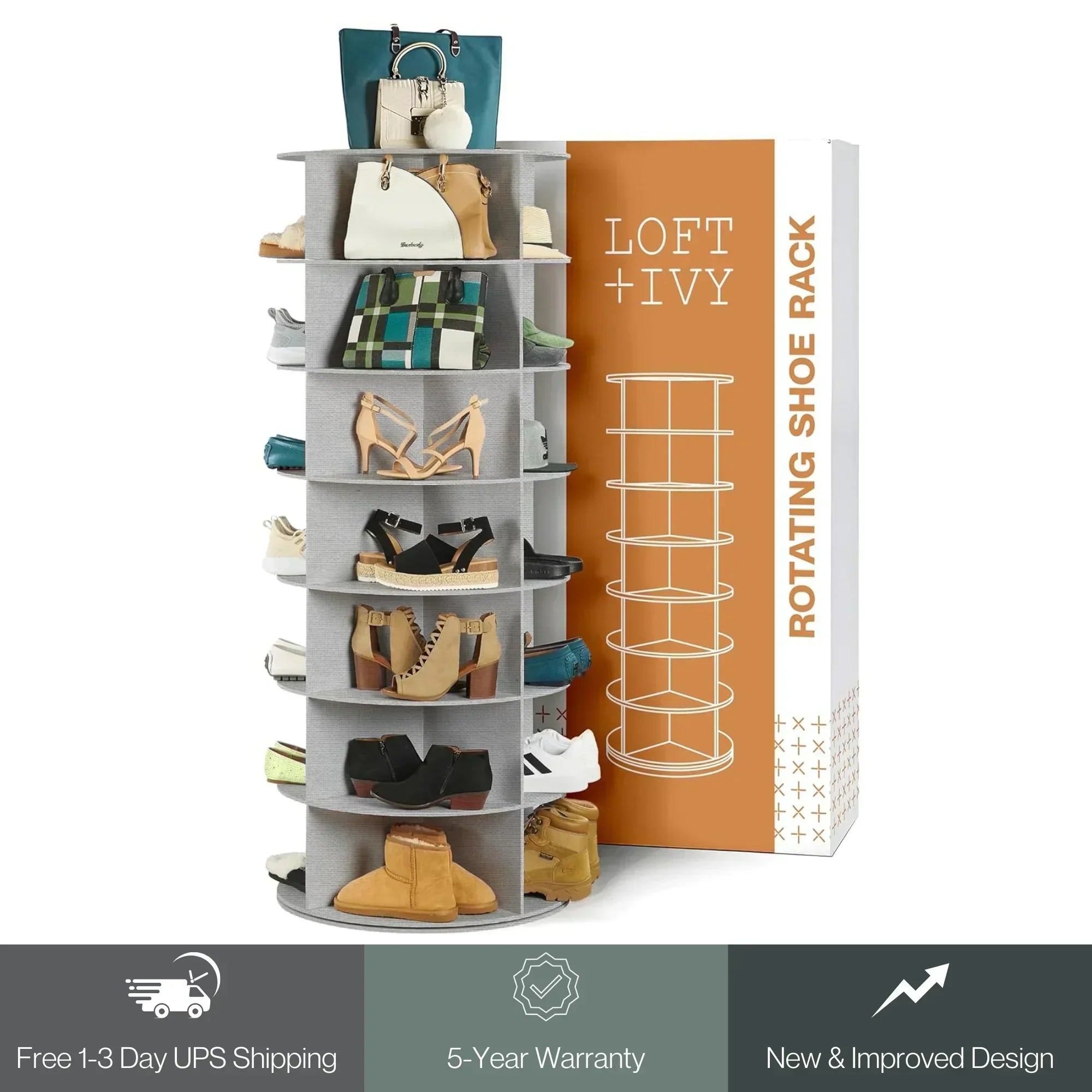 SoleSavvy™ 360° Rotating Shoe Rack – 7-Tier Revolving Shoe Organizer Carousel